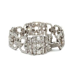 Art Deco Diamond Platinum Statement Bracelet Estate Fine Jewelry