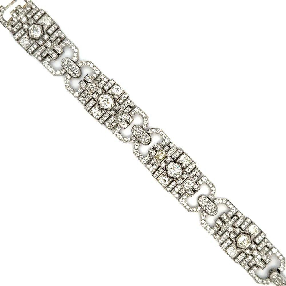 Art Déco Bracciale Art Deco in platino con diamanti Estate Jewelry in vendita