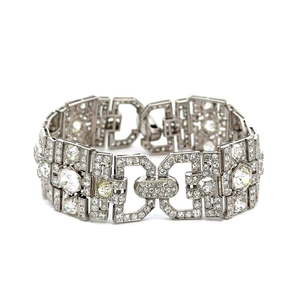 Bracciale Art Deco in platino con diamanti Estate Jewelry In condizioni ottime in vendita a Montreal, QC