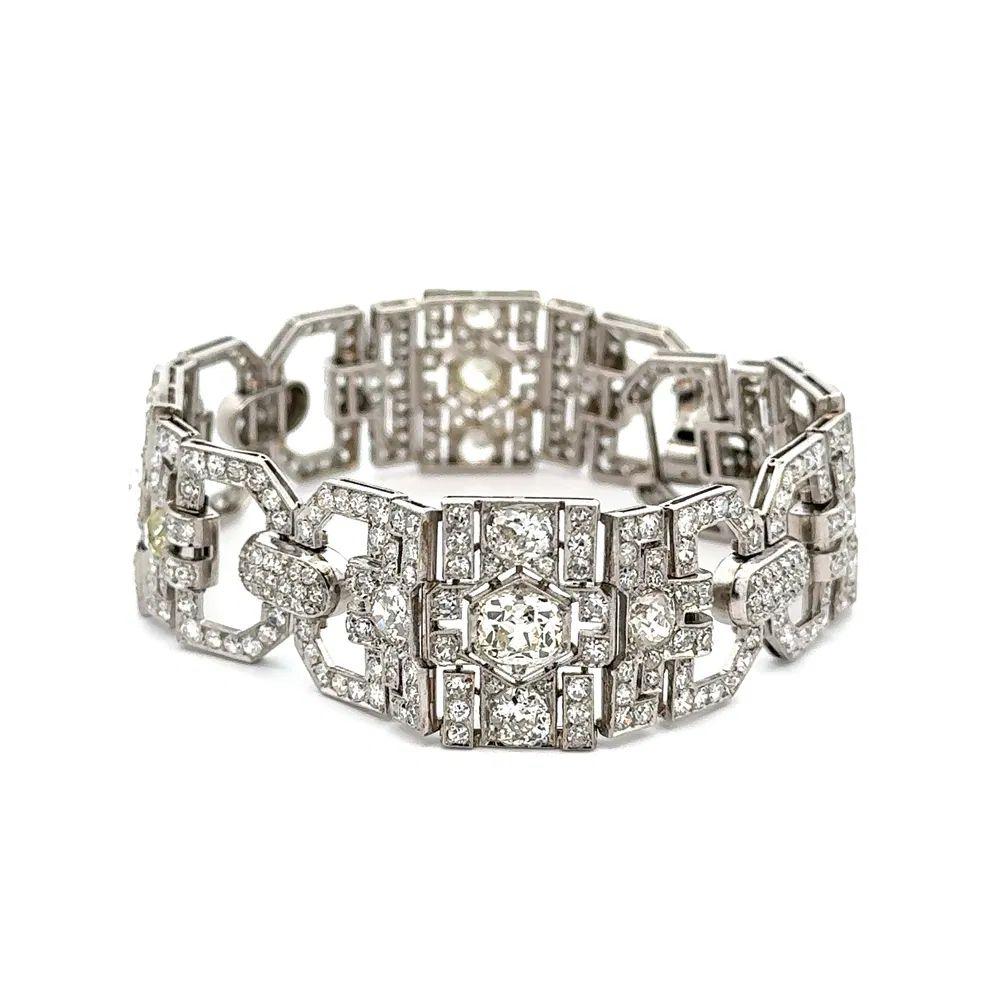 Donna Bracciale Art Deco in platino con diamanti Estate Jewelry in vendita
