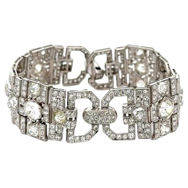 Art Deco Diamond Platinum Statement Bracelet Estate Fine Jewelry