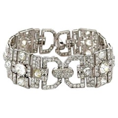 Vintage Art Deco Diamond Platinum Statement Bracelet Estate Fine Jewelry