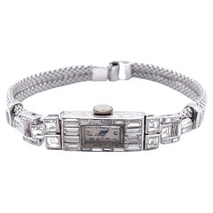 Art Deco Diamond Platinum Swiss Movement Watch