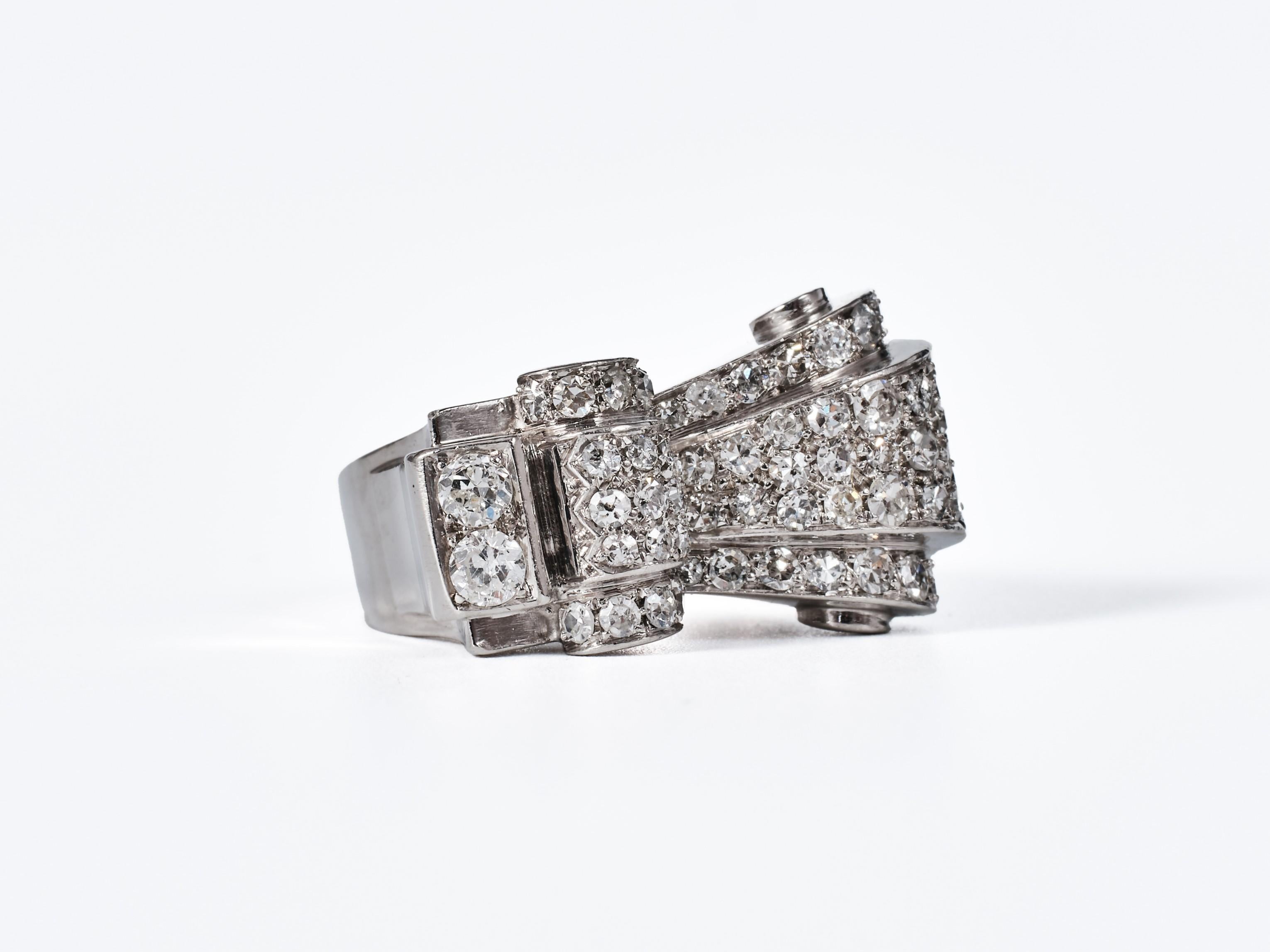 Platin-Tankring mit Diamant im Art déco-Stil für Damen oder Herren im Angebot