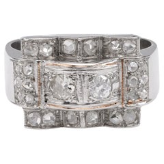 Vintage Art Deco Diamond Platinum Tank Ring