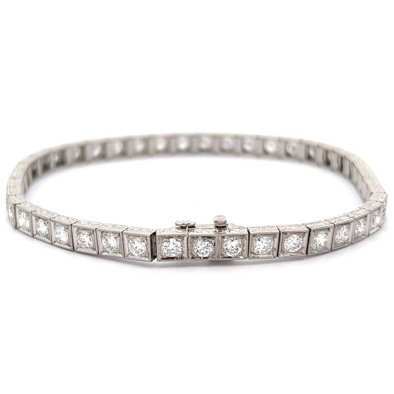 Platin-Tennisarmband im Art déco-Stil mit Diamanten 1