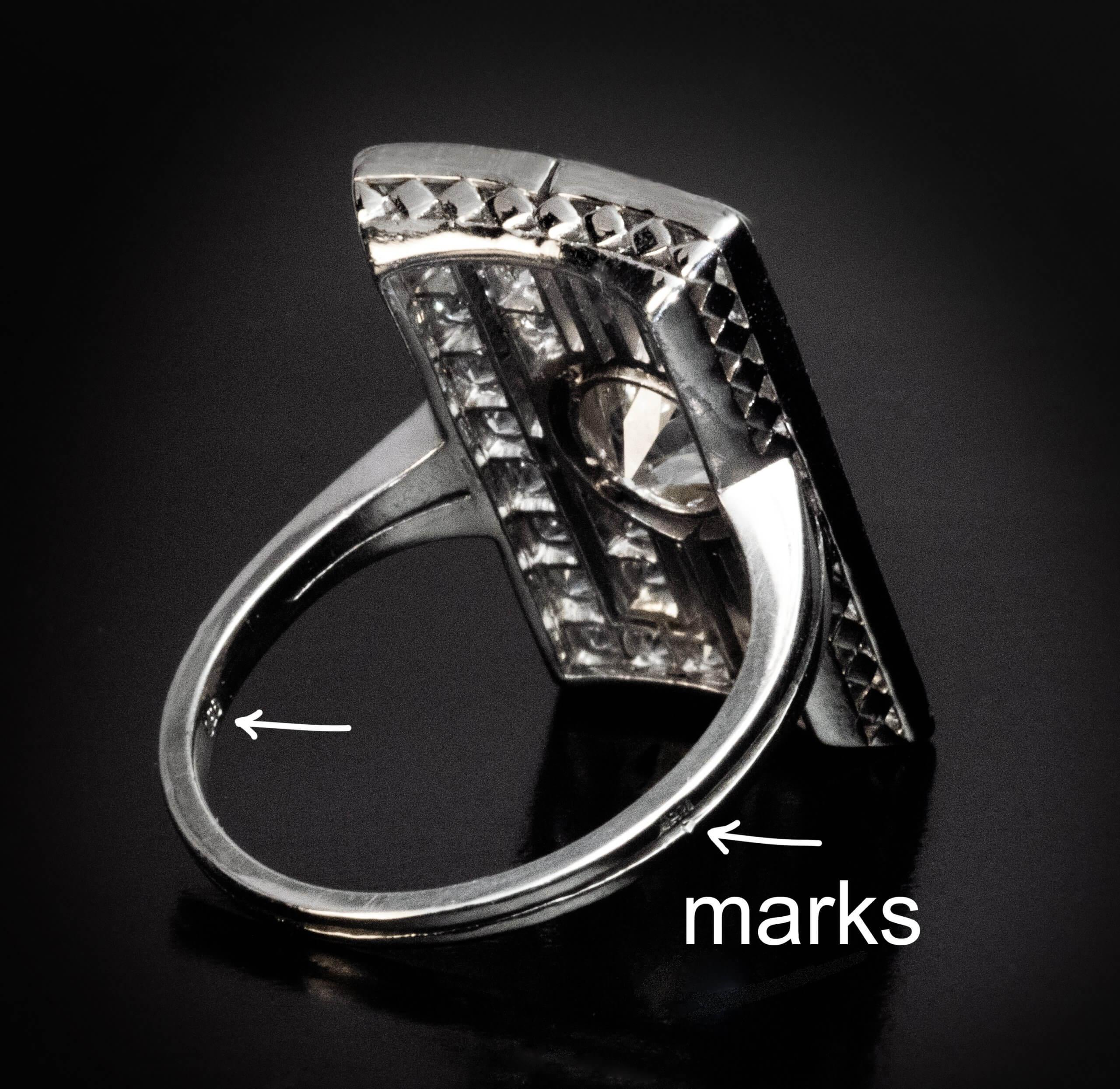 Women's Art Deco Diamond Platinum Vintage Engagement Ring For Sale