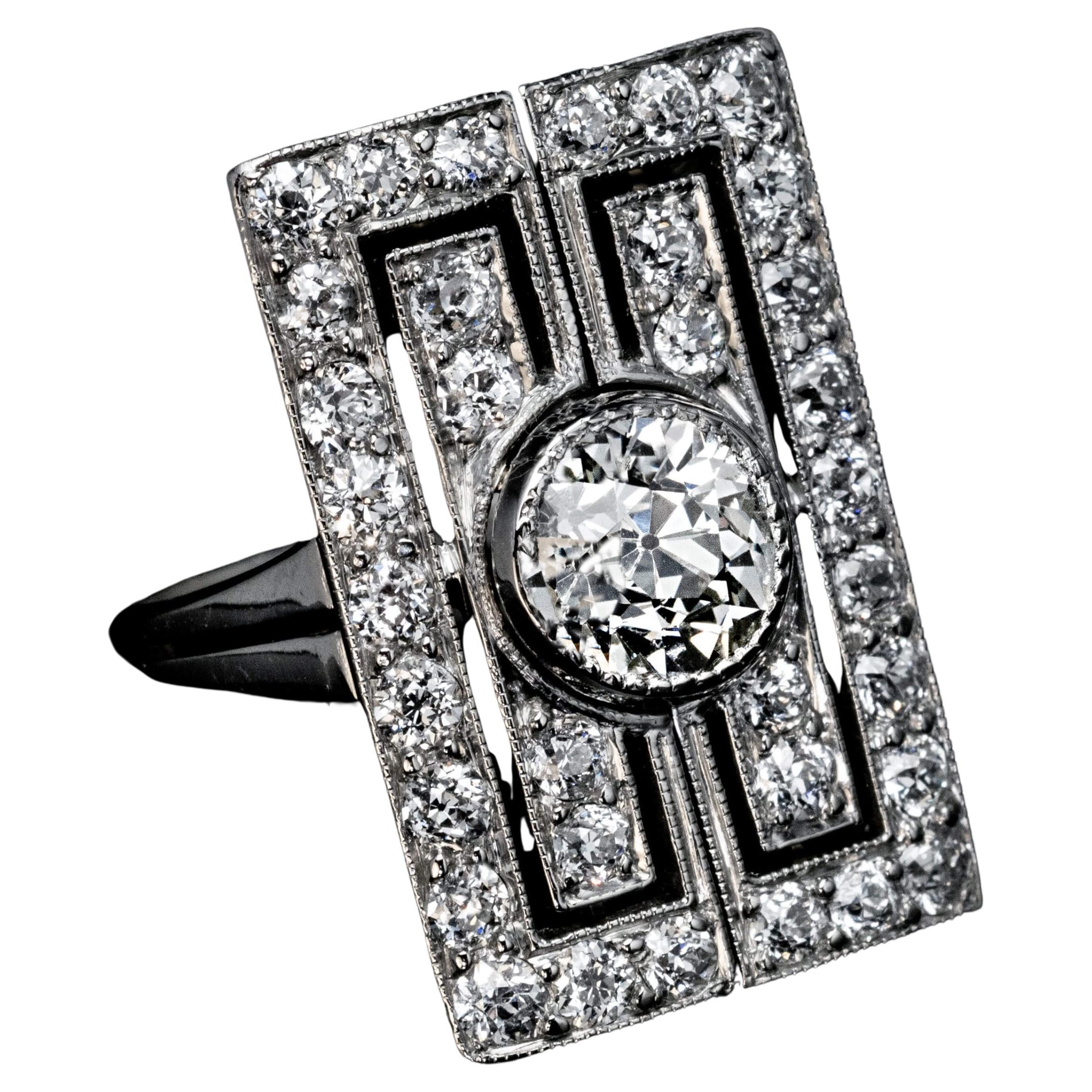Art Deco Vintage Verlobungsring aus Platin mit Diamant im Art déco-Stil