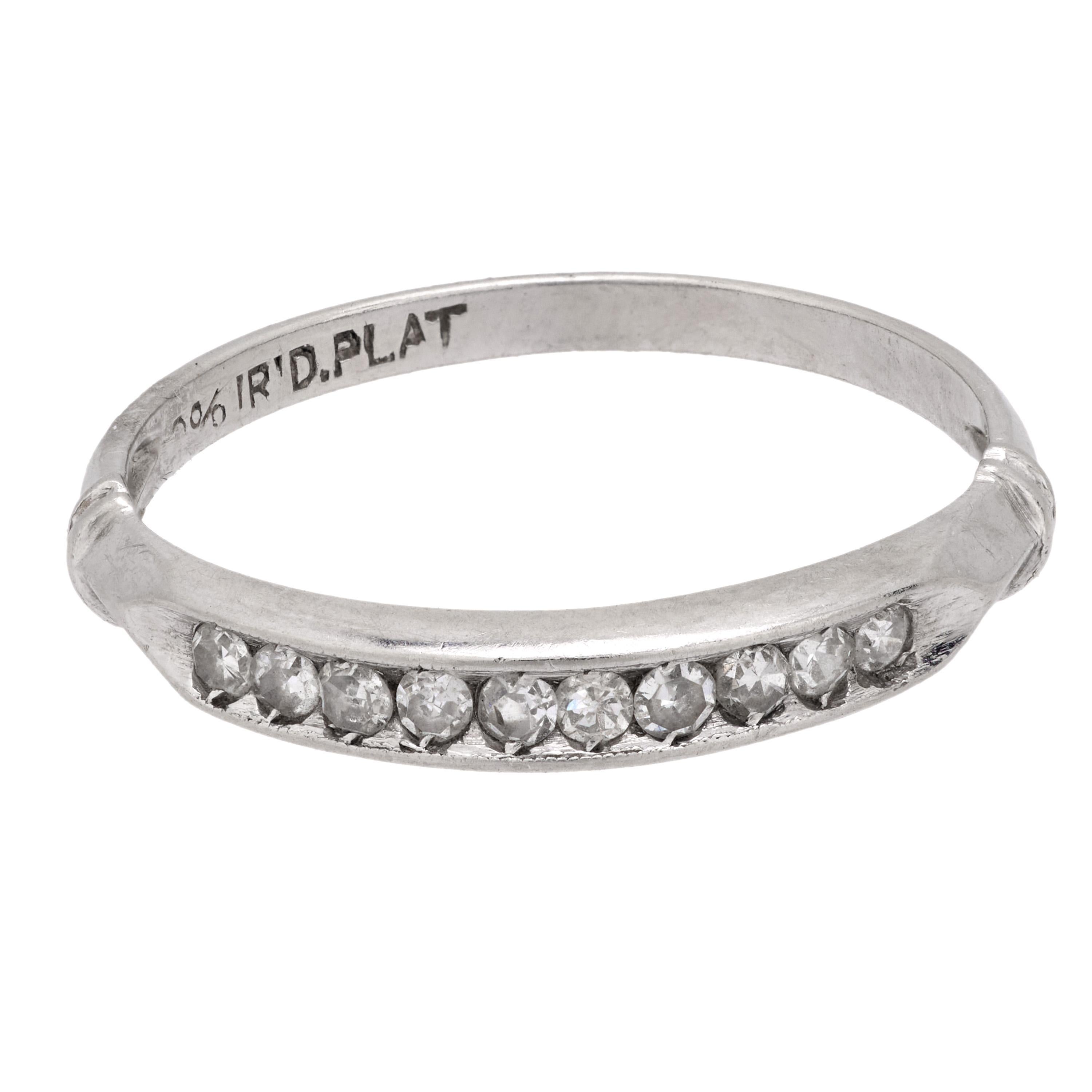 Single Cut Art Deco diamond platinum wedding band For Sale