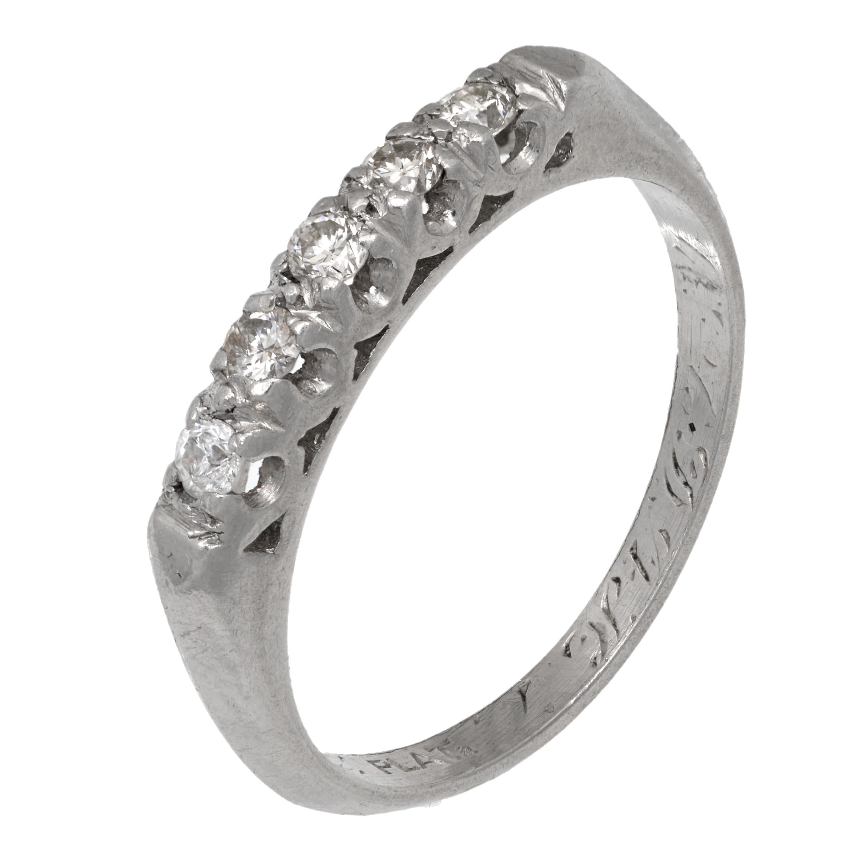 Art Deco diamond platinum wedding band For Sale