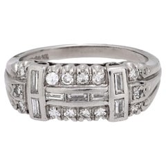Art Deco diamond platinum wedding band