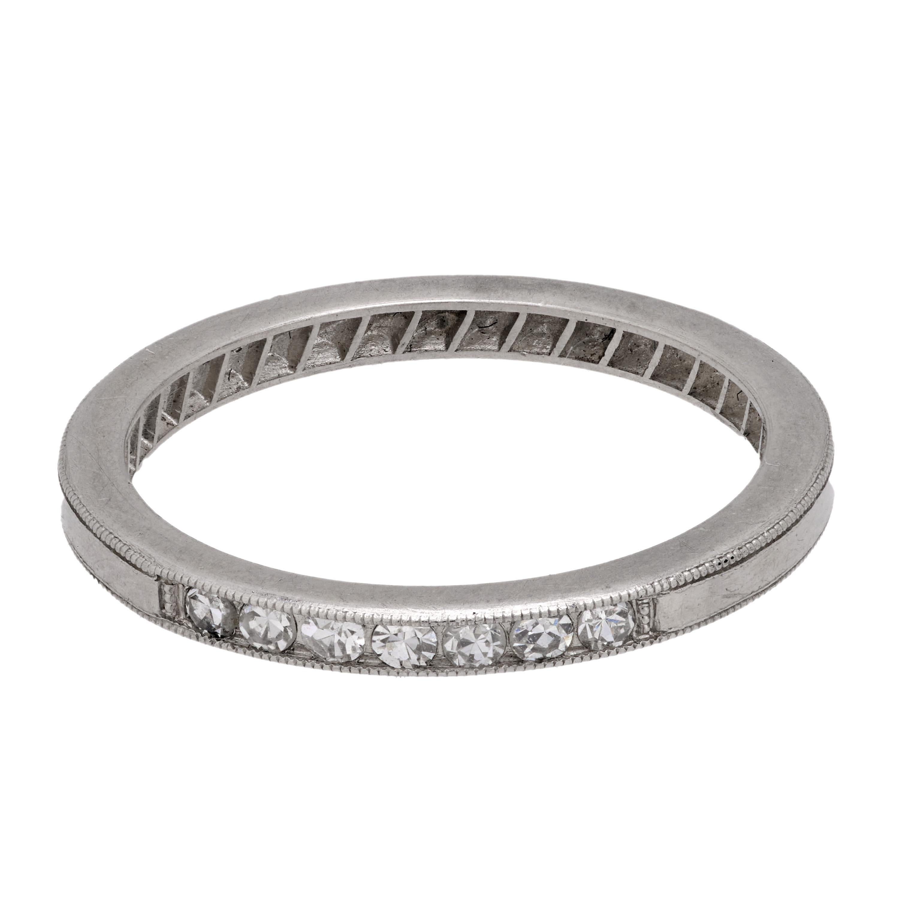 Art Deco diamond platinum wedding band