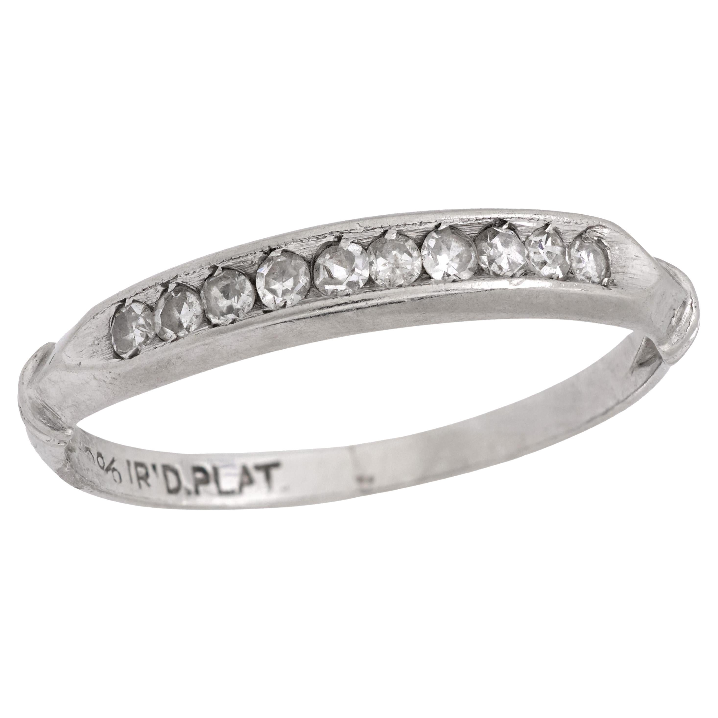 Art Deco diamond platinum wedding band