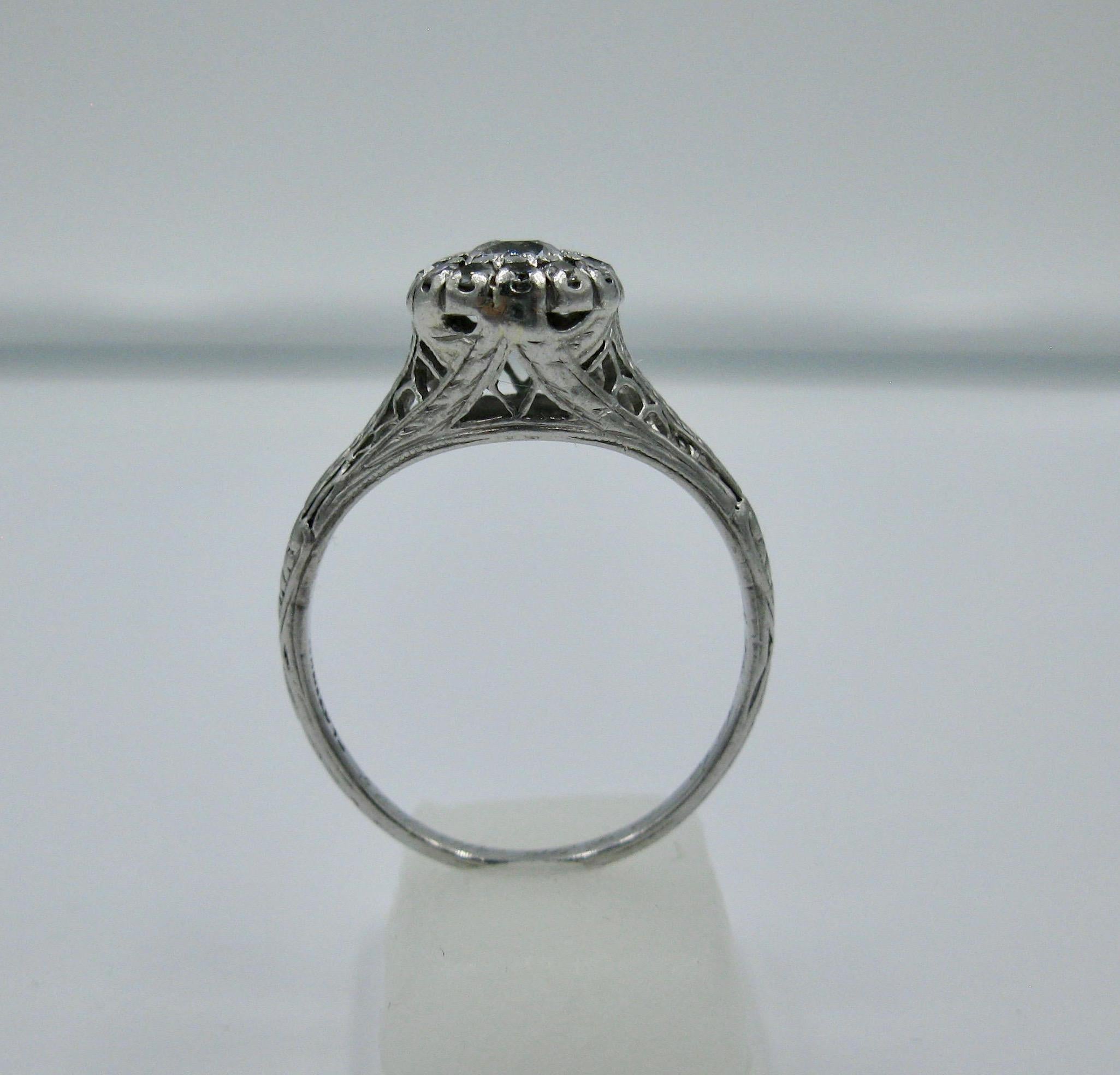 Art Deco Diamond Platinum Wedding Engagement Ring Edwardian For Sale 4