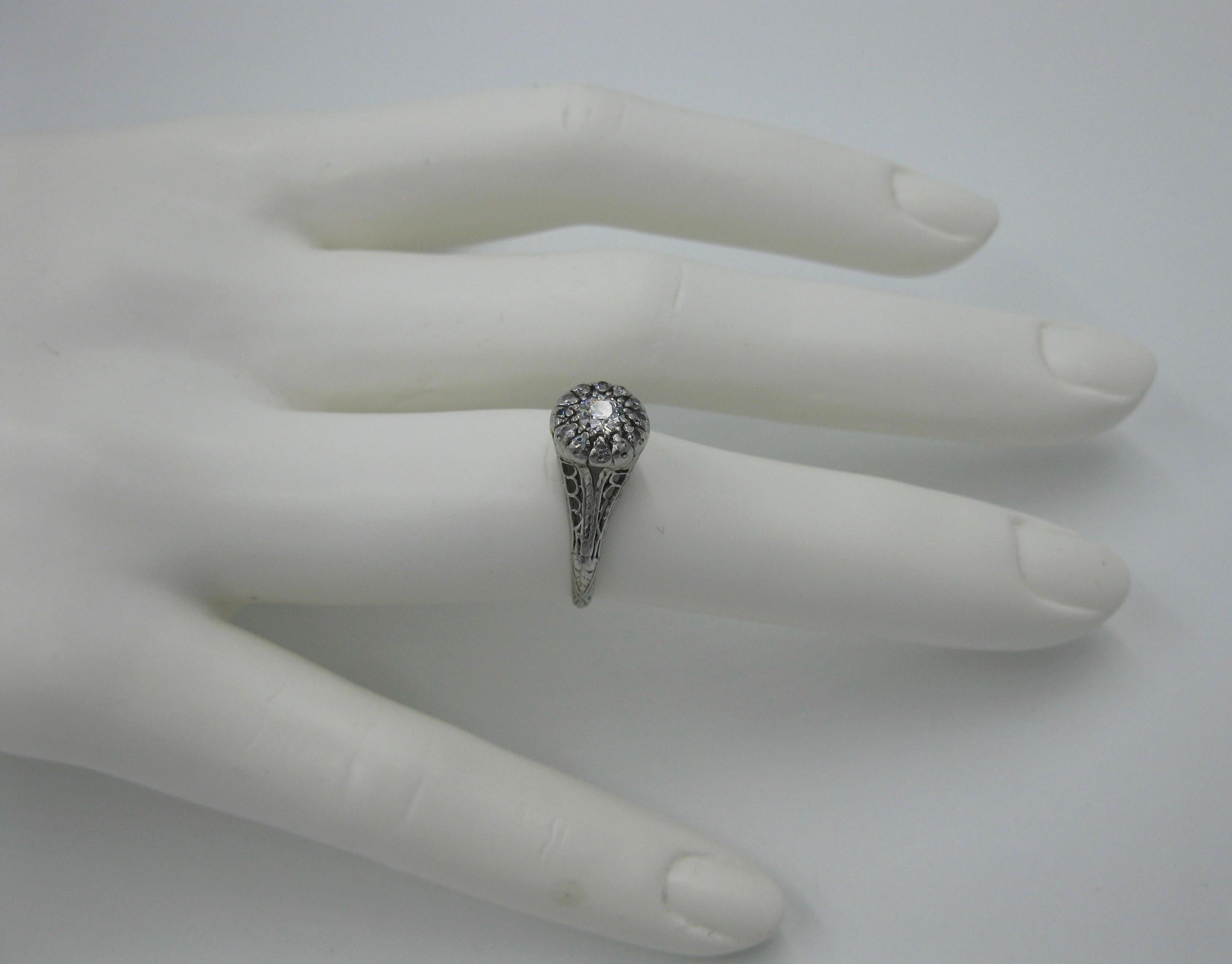 Art Deco Diamond Platinum Wedding Engagement Ring Edwardian For Sale 6
