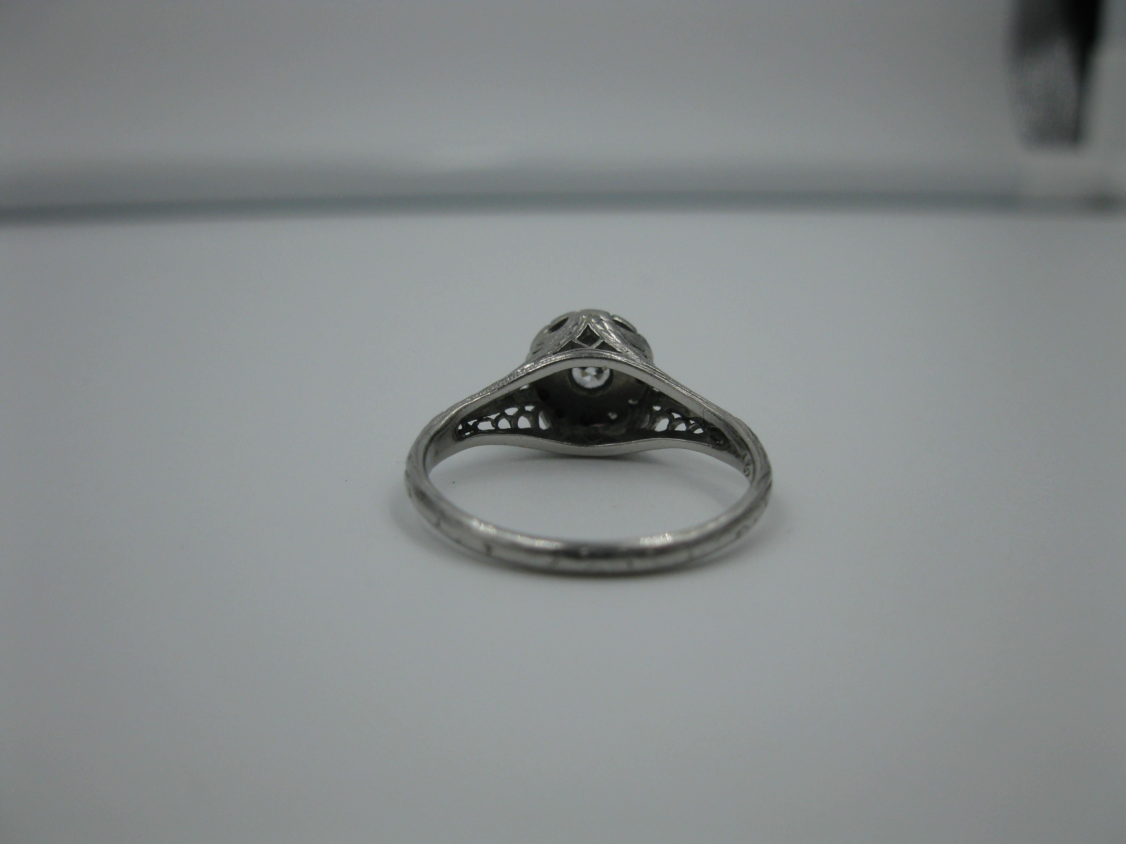 Art Deco Diamond Platinum Wedding Engagement Ring Edwardian For Sale 8