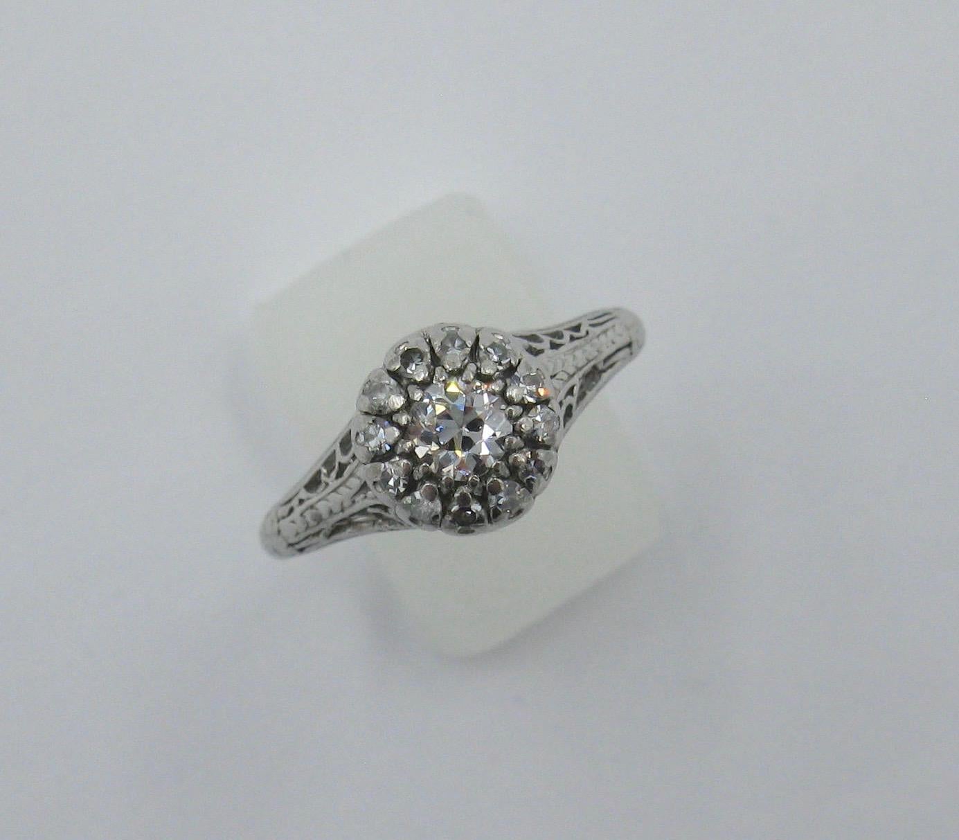 Art Deco Diamant Platin Verlobungsring Edwardianisch (Art déco) im Angebot