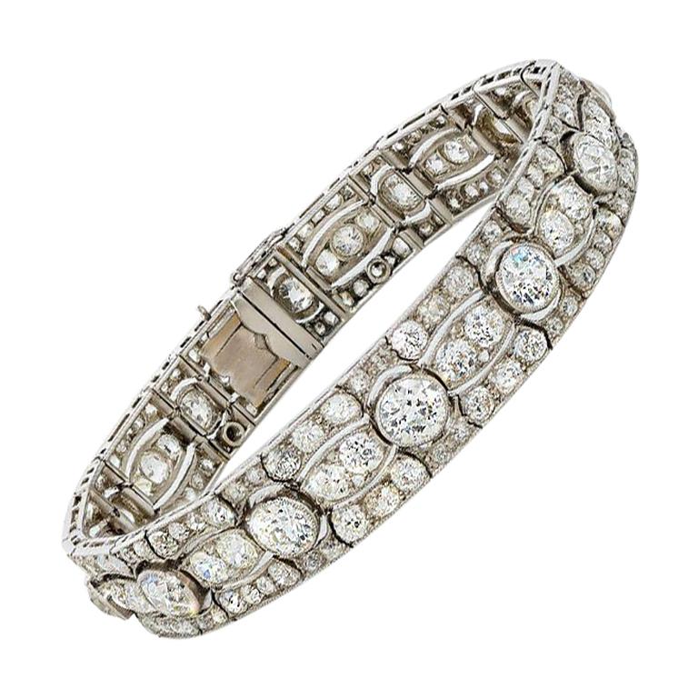 Art Deco Diamond Platinum White Gold Bracelet / Bandeau ca. 1915