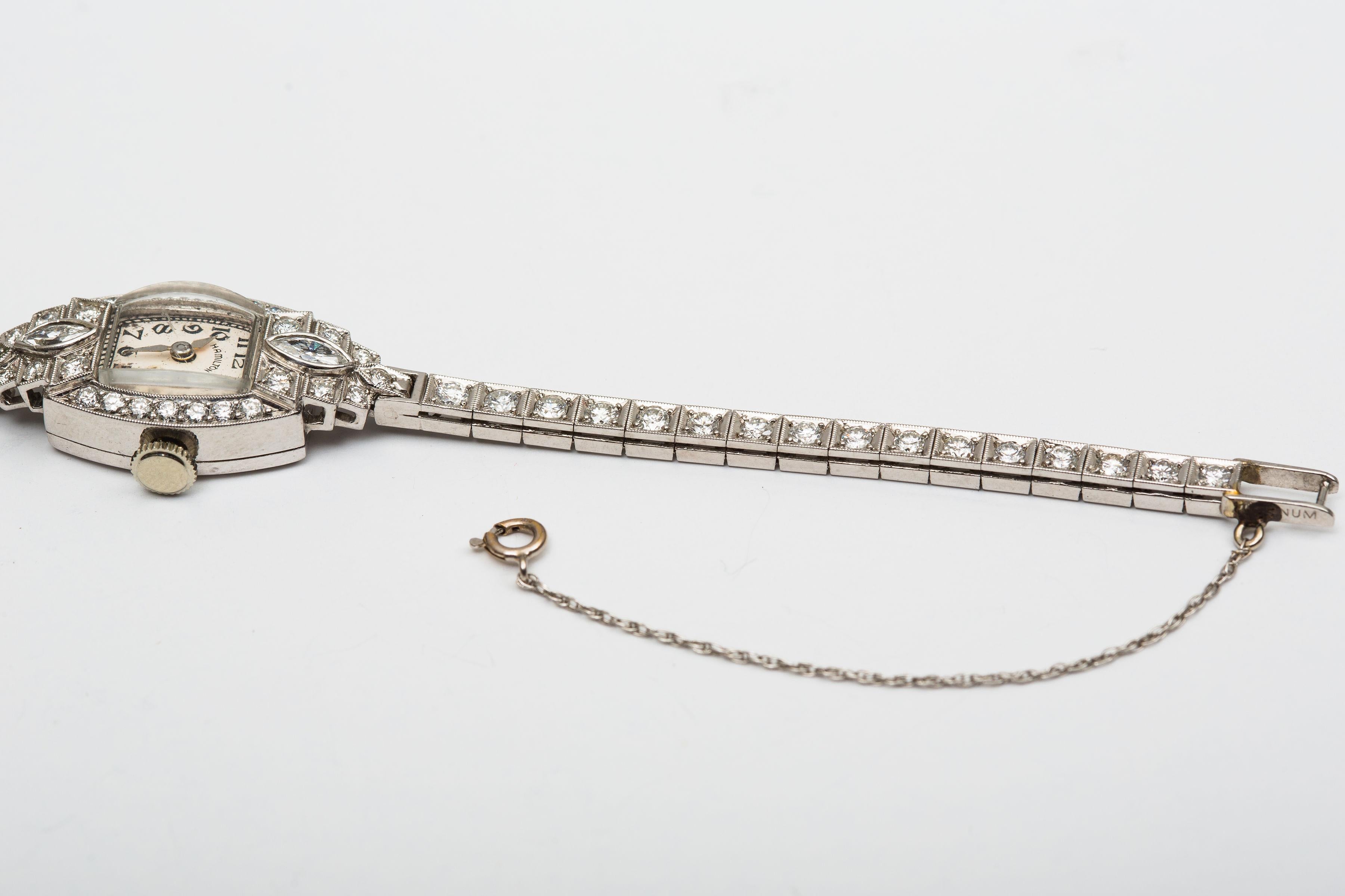 Women's or Men's Art Deco Diamond Platinum  Wrist Watch/Antique Jewelry For Sale