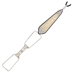 Art Deco Diamond Quartz Platinum 18K Gold Vintage Lorgnette Pendant Necklace