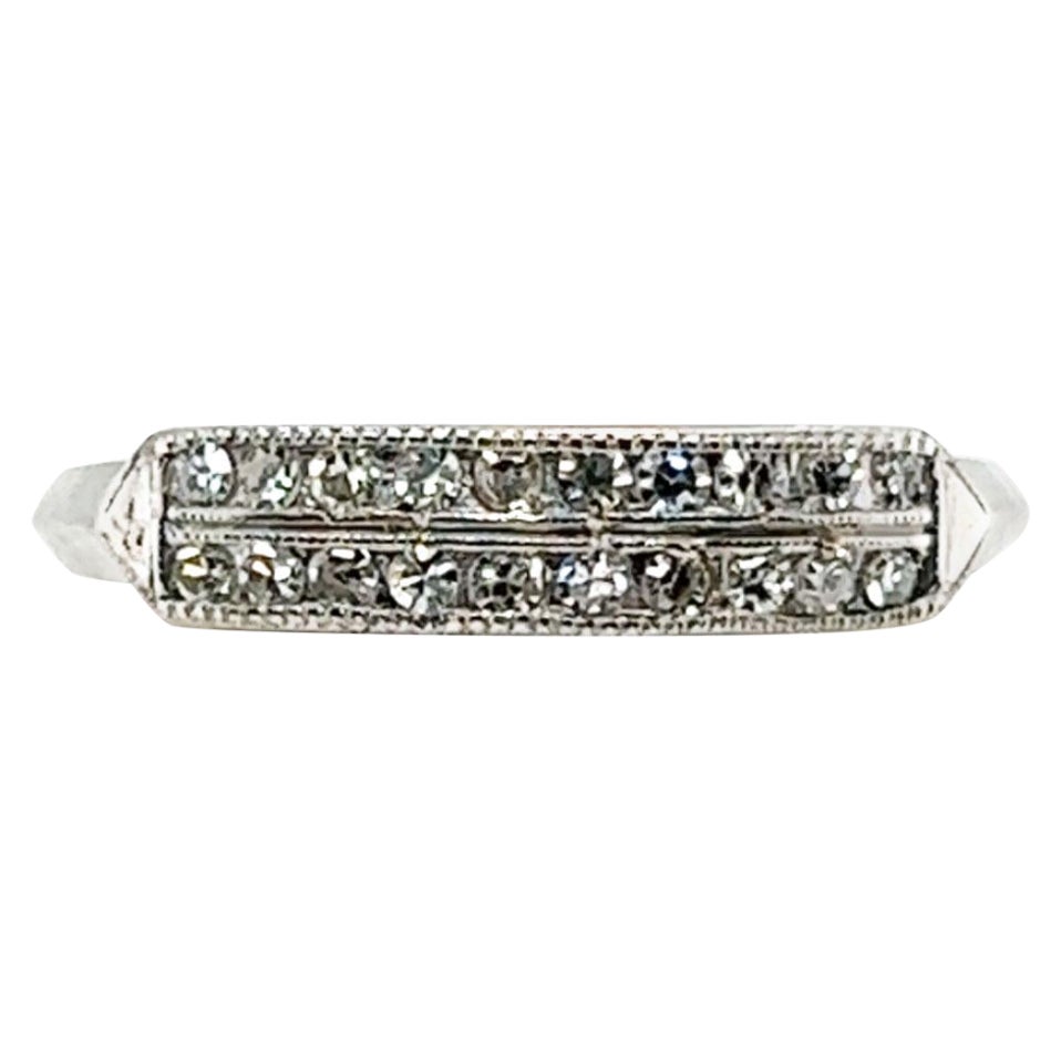 Anello Art Deco con diamante 1/2ct a due file di tagli singoli originale del 1947 in platino antico