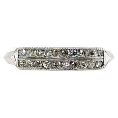 Bague Art Déco en platine ancien à deux rangées de diamants de 1/2 carat, taille unique, 1947