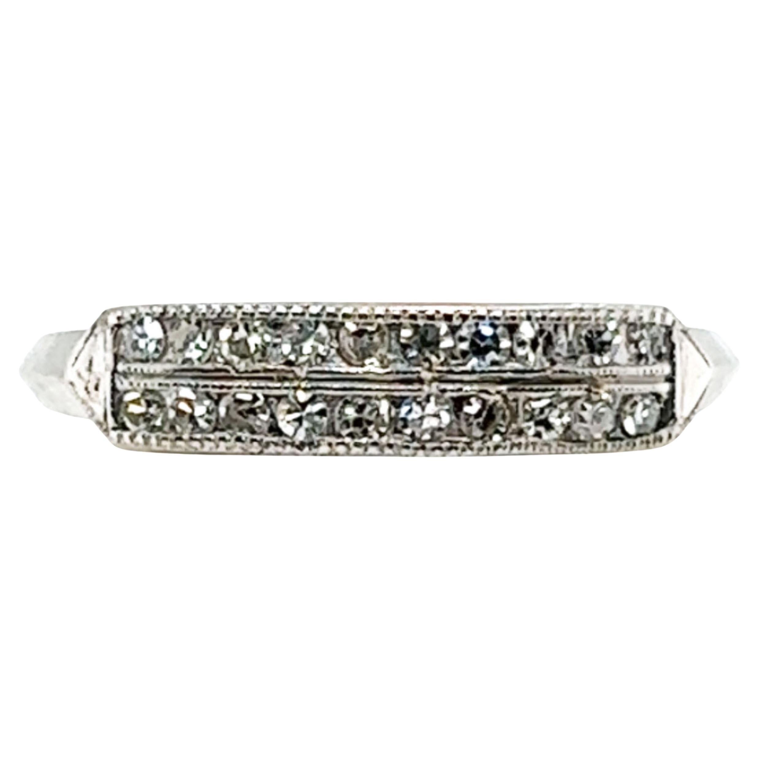 Art Deco Diamantring 1/2ct Zweireihiger Einzelschliff Original 1947 Antike Platin