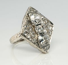 Art Deco Diamantring 14K Gold Geometrischer Vintage 1,58 TDW, Art déco