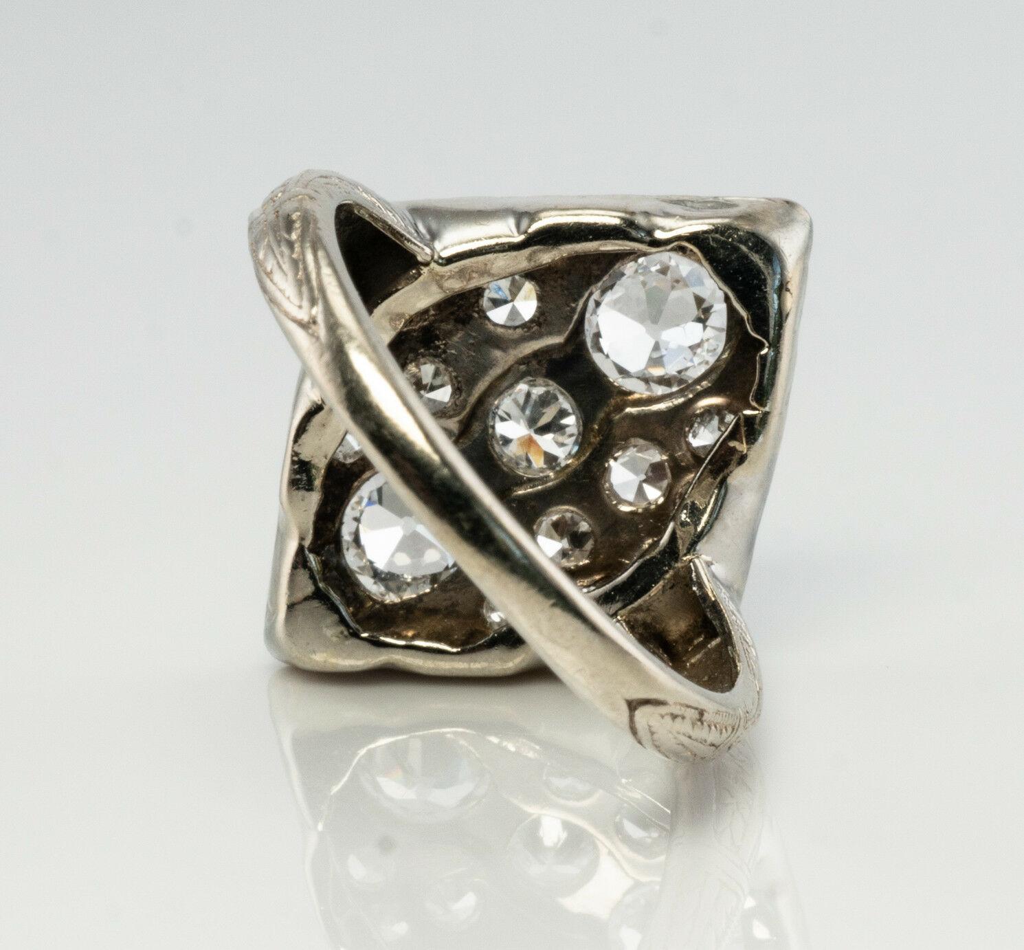 Art Deco Diamond Ring 14K Gold Geometric Vintage 1.58 TDW For Sale 2