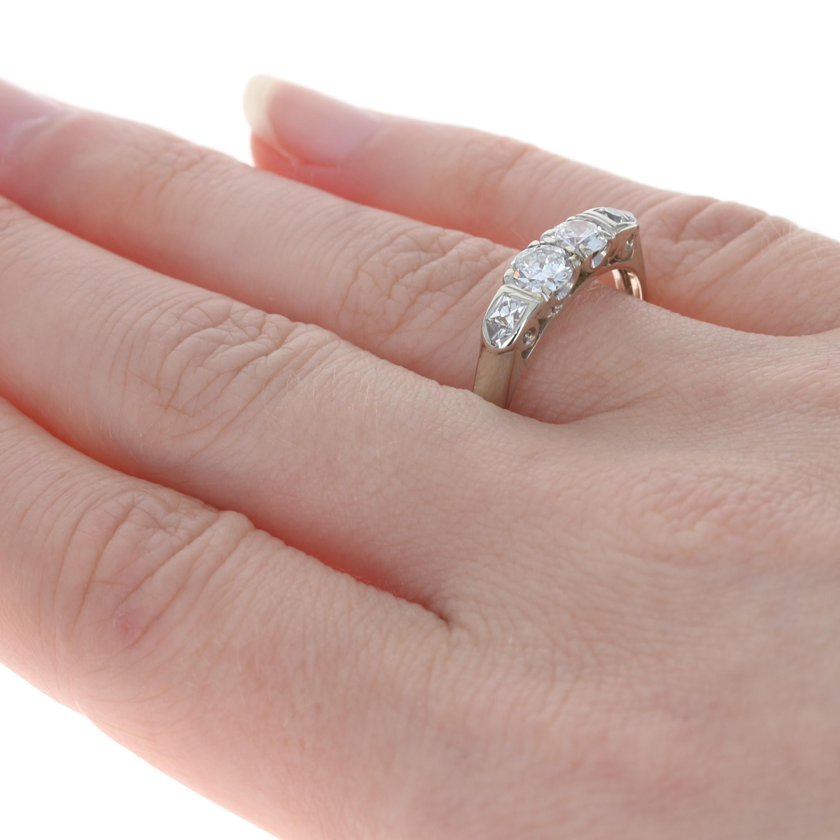 For Sale:  Art Deco Diamond Ring, 14k Gold Two-Stone w/ Accents Vintage European Cut .96ctw 4