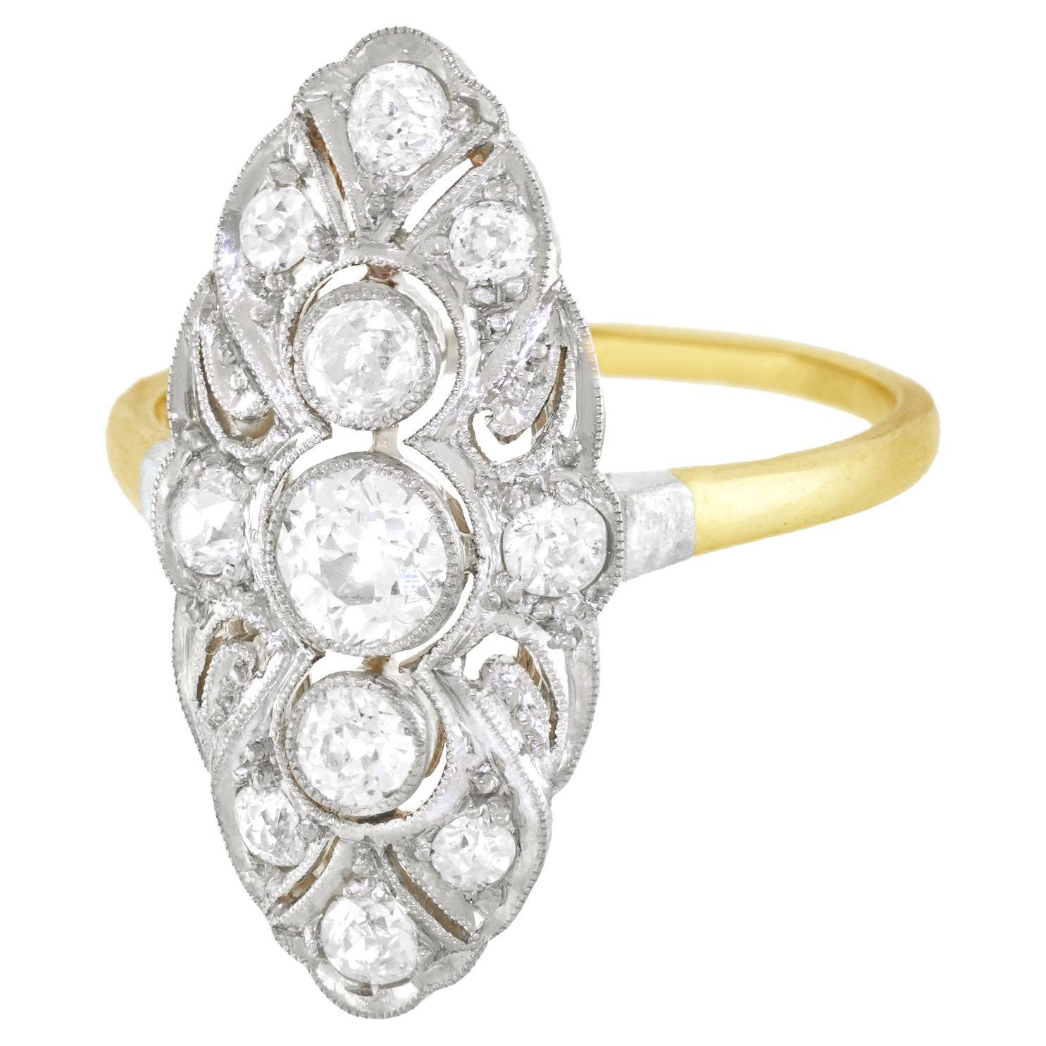 Art Deco Diamond Ring 14k / Plat, circa 1920s For Sale