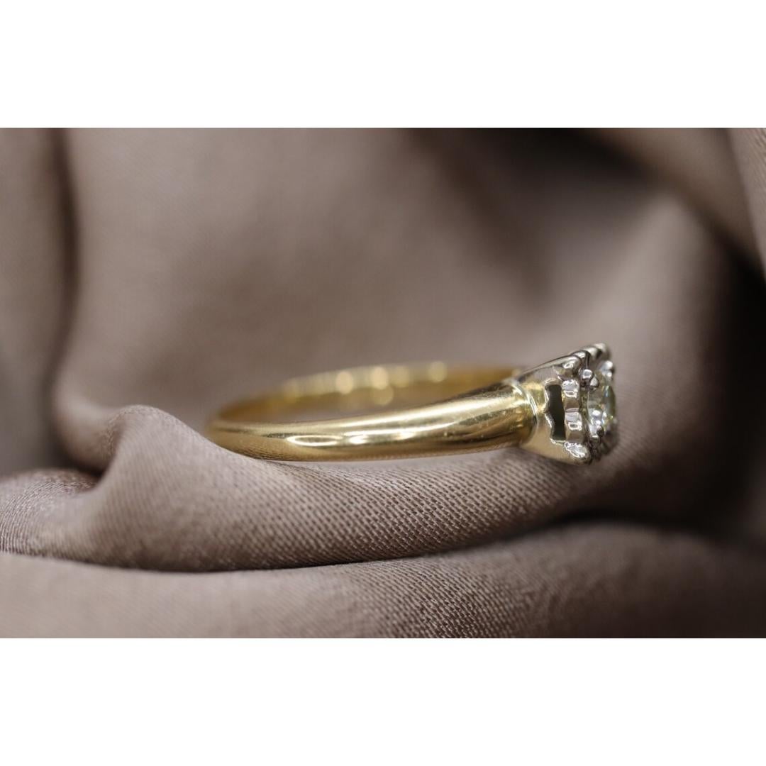 Art Deco Diamantring. 14k Gelb- und Weißgold Quadrat Tabelle. im Zustand „Gut“ im Angebot in Port Charlotte, FL