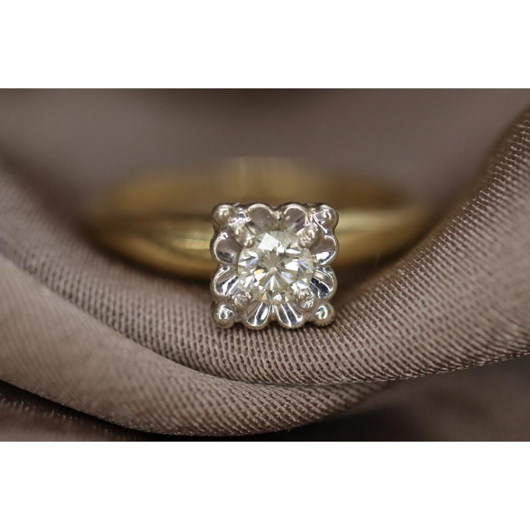 Art Deco Diamantring. 14k Gelb- und Weißgold Quadrat Tabelle. Damen im Angebot
