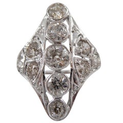 Art Deco Diamond Ring, 2.75 Carat Old Cut Diamonds, Platinum