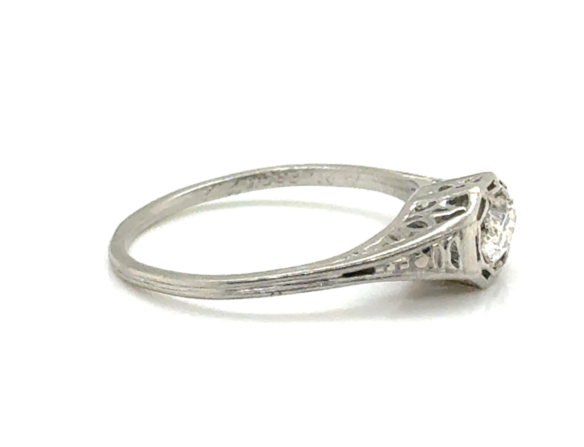 Marquise Cut Art Deco Diamond Ring .27ct Marquise Mined Solitaire Platinum Original 1930's