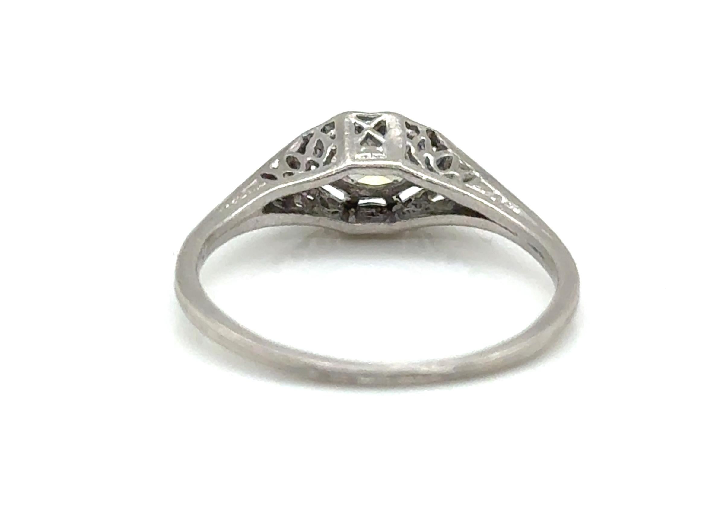 Art Deco Diamond Ring .27ct Marquise Mined Solitaire Platinum Original 1930's 2