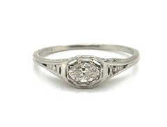 Art Deco Diamond Ring .27ct Marquise Mined Solitaire Platinum Original 1930's
