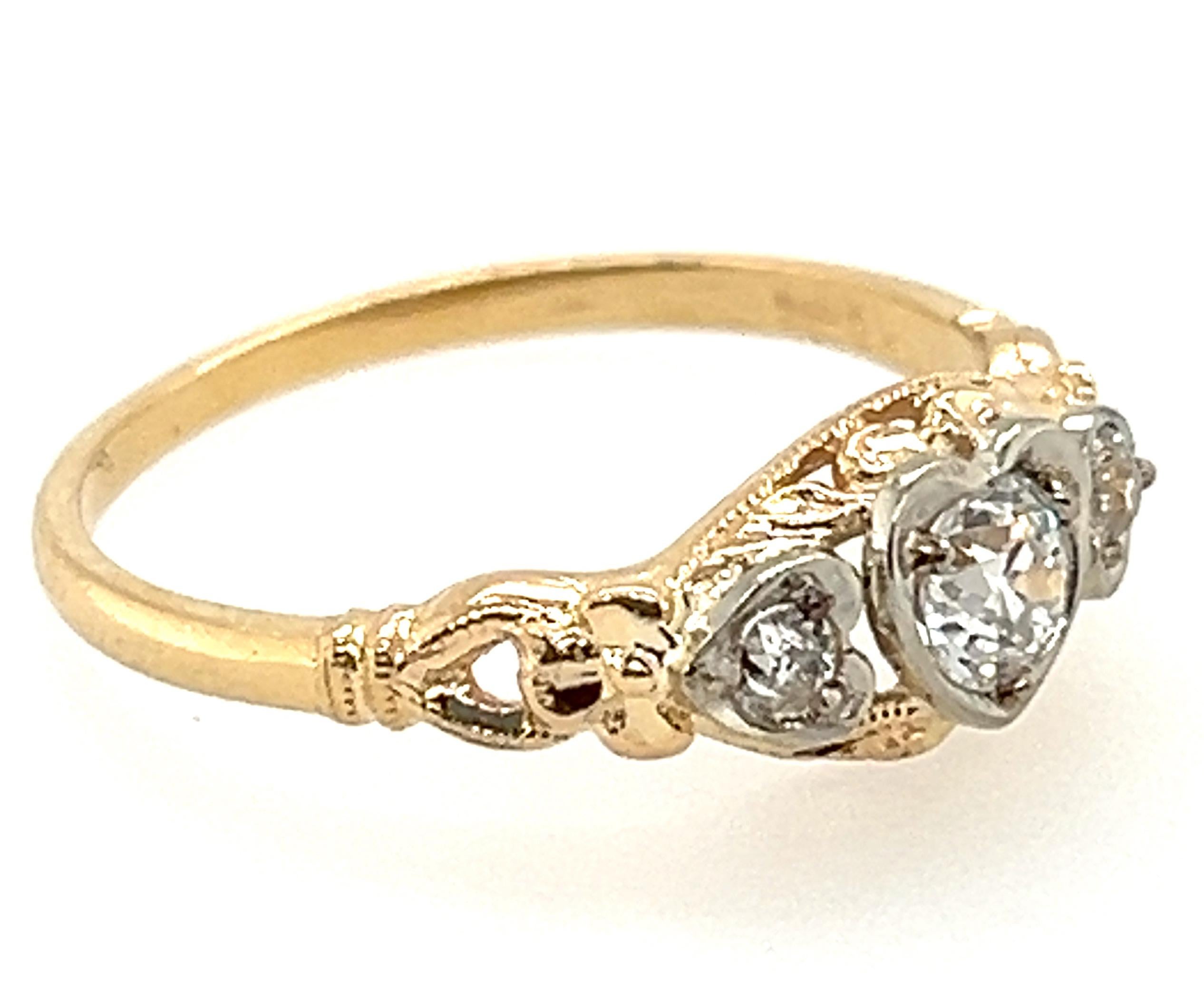 Women's Art Deco Diamond Ring .34ct E SI1 Old Euro GIA Original 1920s Never Worn NOS 14K For Sale