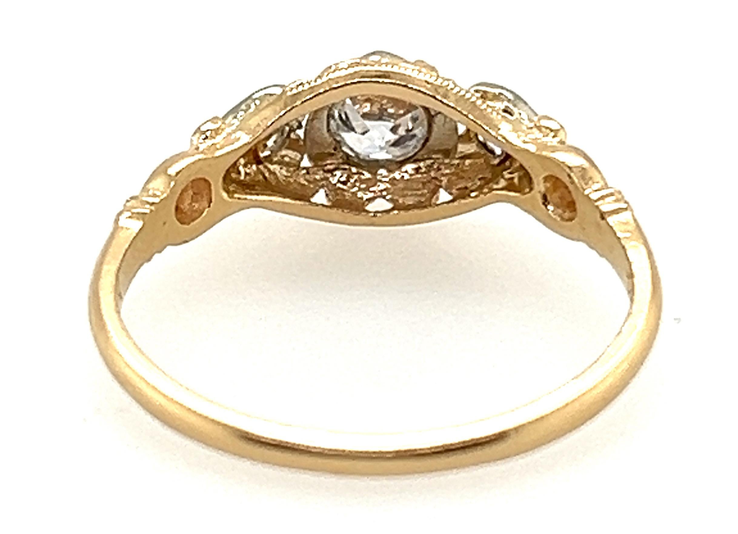 Art Deco Diamond Ring .34ct E SI1 Old Euro GIA Original 1920s Never Worn NOS 14K For Sale 2