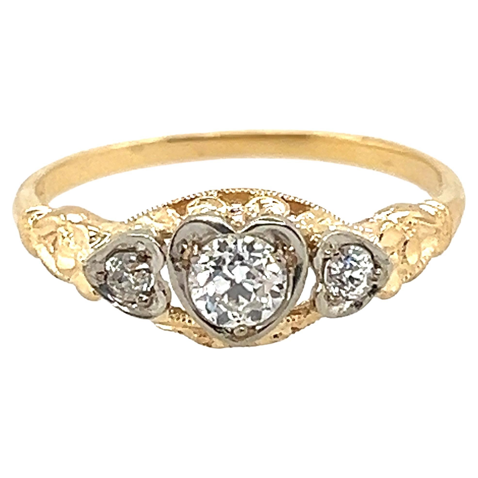Art Deco Diamond Ring .34ct E SI1 Old Euro GIA Original 1920s Never Worn NOS 14K For Sale