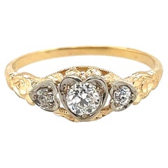 Antique Art Deco Diamond Ring .34ct E SI1 Old Euro GIA Original 1920s Never Worn NOS 14K