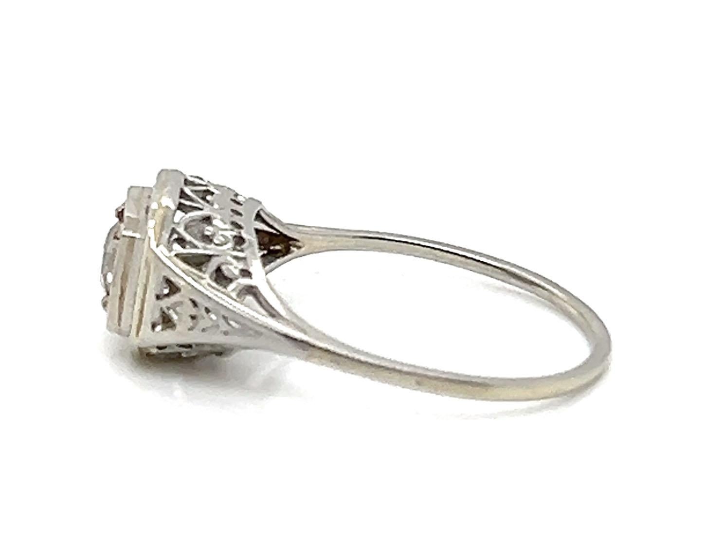 Women's Art Deco Diamond Ring .38ct VS2 GIA Cert. Original 1930s Never Worn NOS 18K For Sale