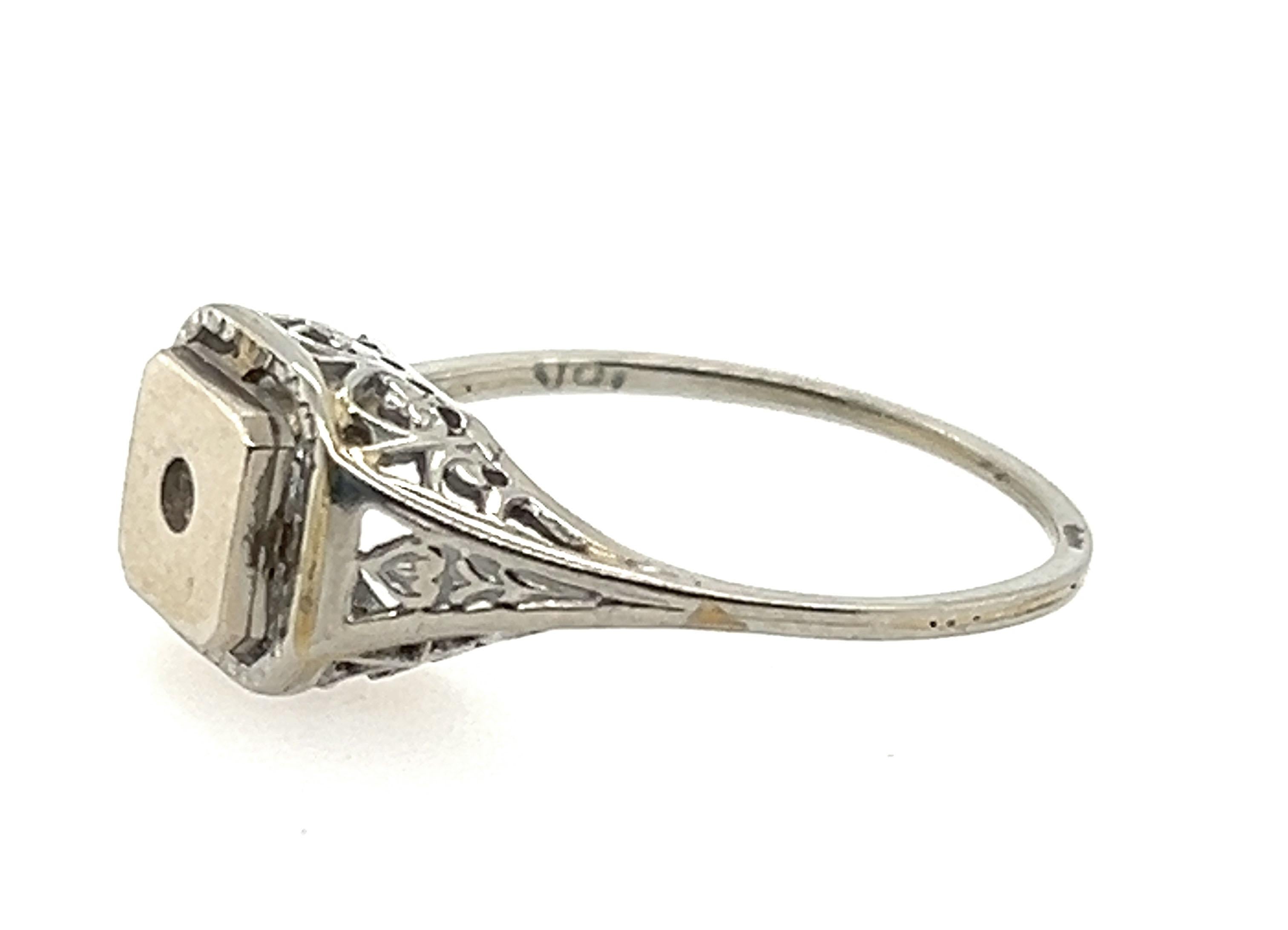 Art Deco Diamond Ring .38ct VS2 GIA Cert. Original 1930s Never Worn NOS 18K For Sale 1