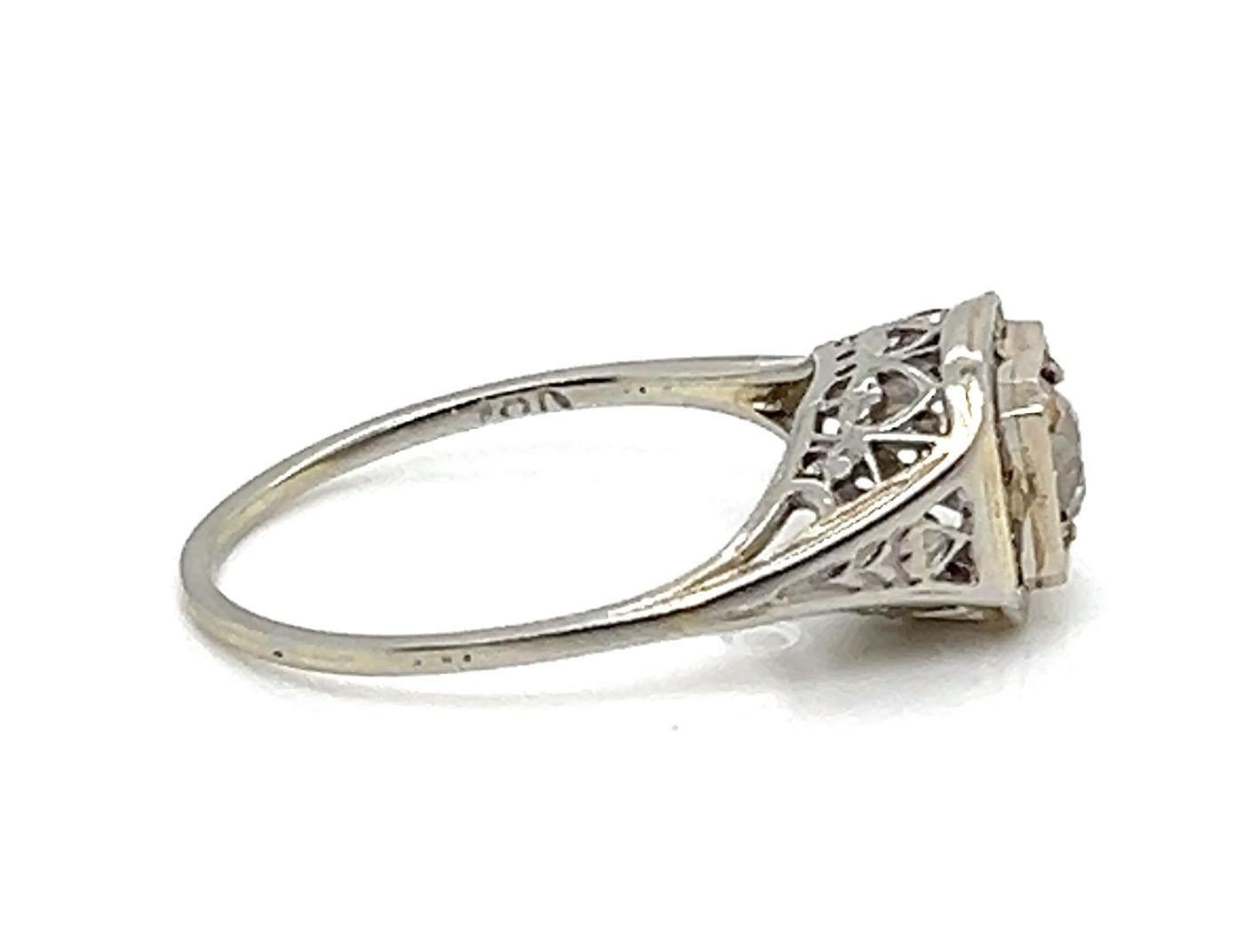 Art Deco Diamond Ring .38ct VS2 GIA Cert. Original 1930s Never Worn NOS 18K For Sale 2