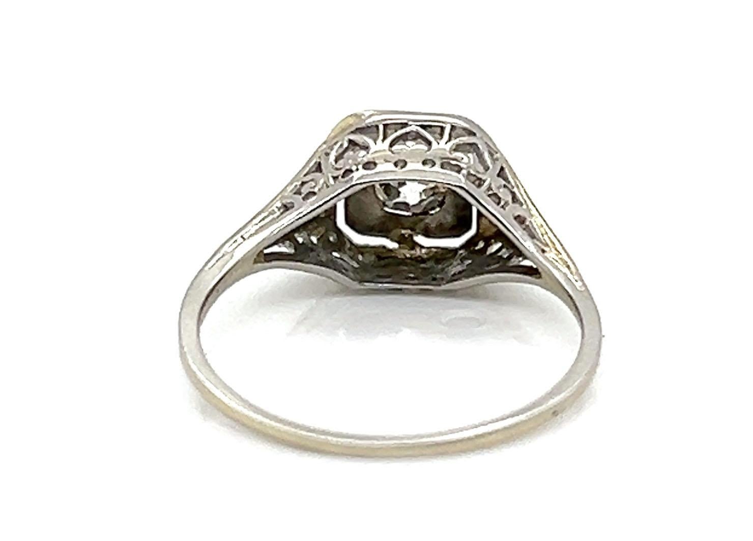 Art Deco Diamond Ring .38ct VS2 GIA Cert. Original 1930s Never Worn NOS 18K For Sale 4
