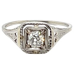 Vintage Art Deco Diamond Ring .38ct VS2 GIA Cert. Original 1930s Never Worn NOS 18K