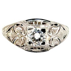 Art Deco Diamond Ring .58ct French Cut Sapphires Original 1920
s 18K