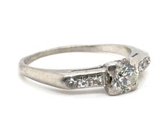 Genuine Antique Deco Diamond Ring .62ct Round Brilliant 1930's Antique Platinum