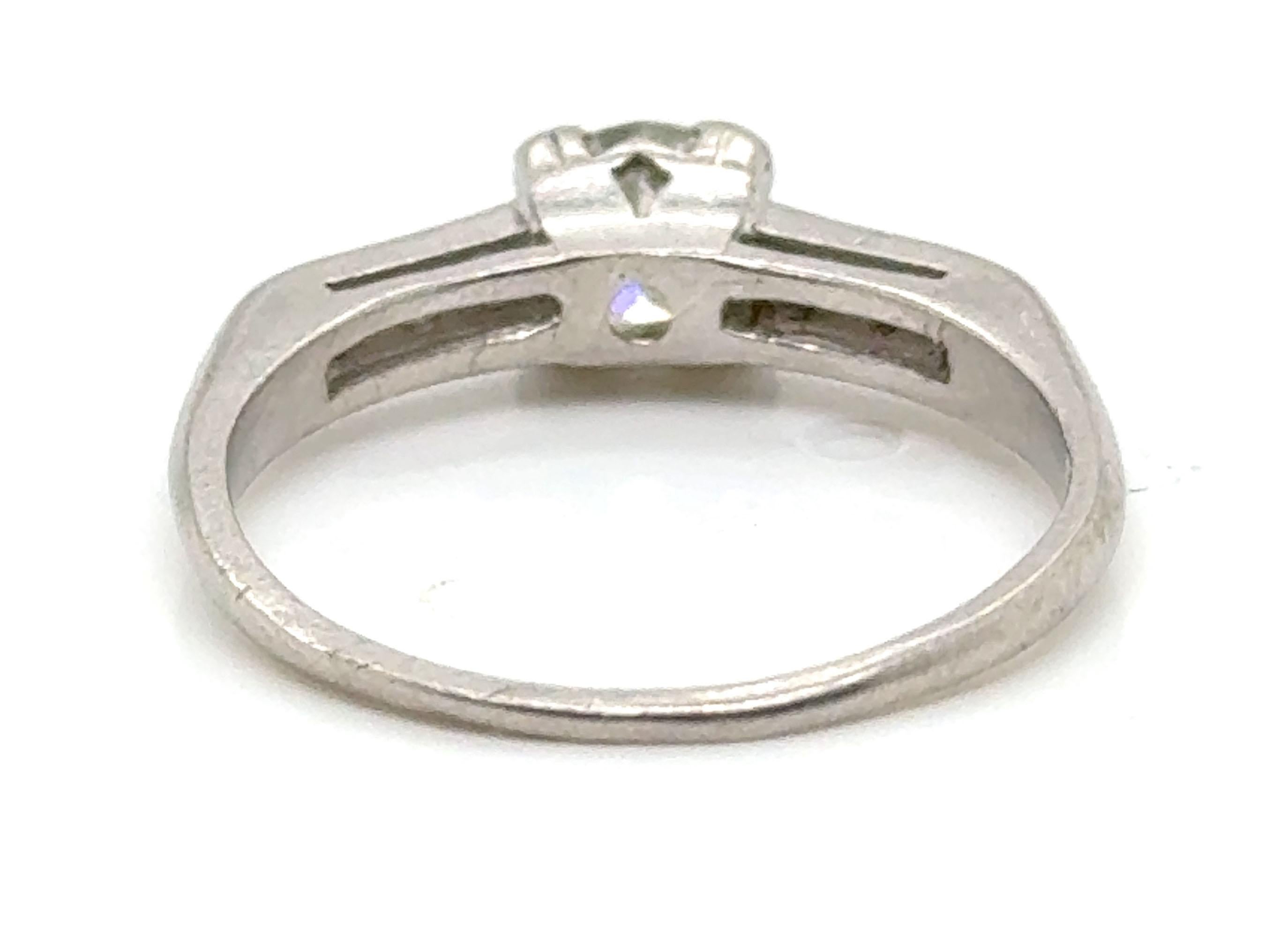 Genuine Antique Deco Diamond Ring .62ct Round Brilliant 1930's Antique Platinum In Excellent Condition For Sale In Dearborn, MI