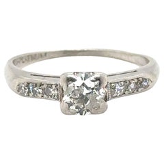 Echte antike Deco Diamond Ring .62ct Runde Brillant 1930's Antique Platinum